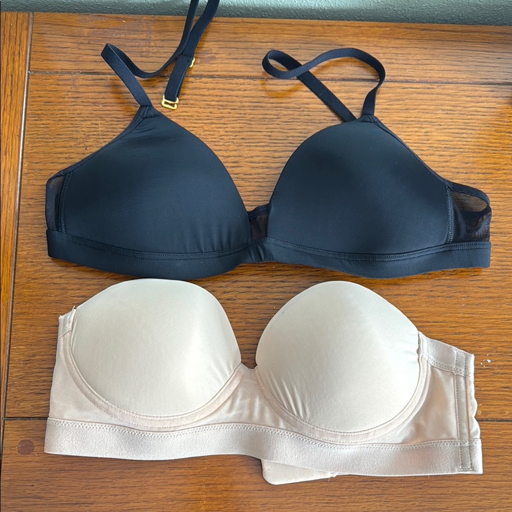 Black and Cream Underwire Bras Intimates Set